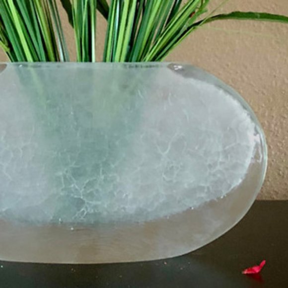 Vase, Hand-Sculpted Oval Glass — ONLY TWO LEFT ! - Picture 3 of 3